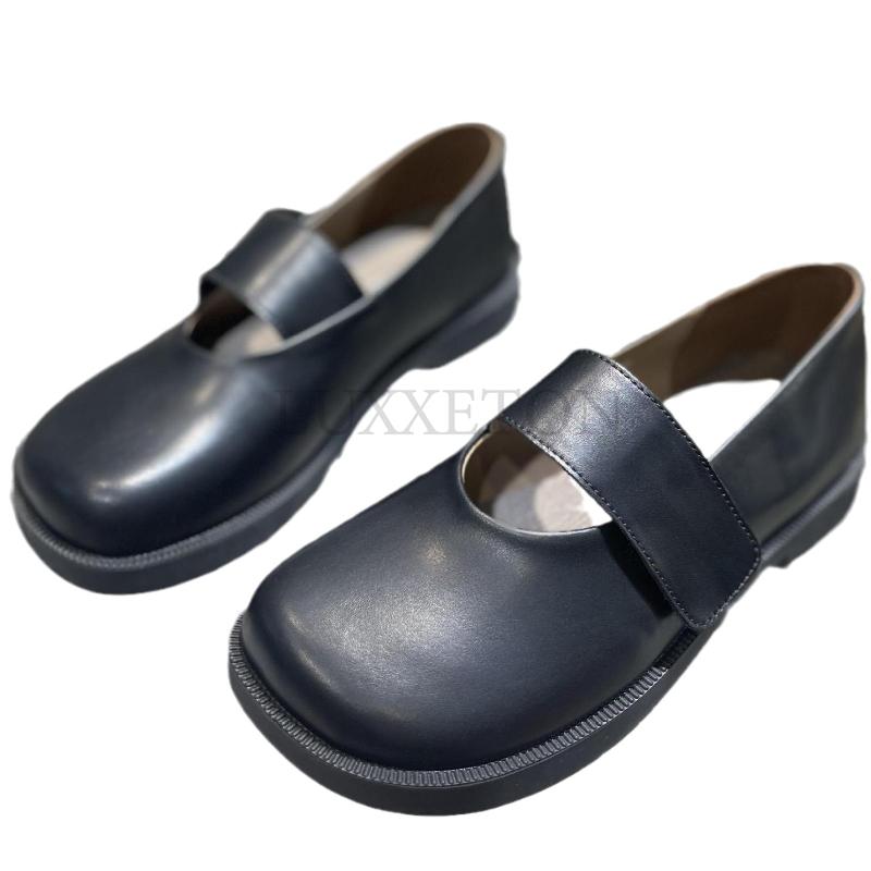 Туфли из натуральной кожи с круглым носком, повседневные женские кроссовки, мягкие, женские, летние, ретро, новые, базовые, однотонные, для отдыха, Мэри