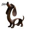 Modern Iron Decor Vintage Dachshund Figurine, Cute Puppy Sculpture, Artistic Outdoor Animal Lawn Ornament Dog Statue for Garden Indoor Table