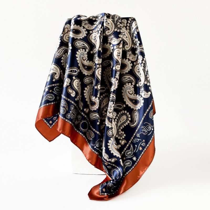 Новый шелковый шарф женский шарф с принтом кешью шарф-накидка атласный шарф атласный шарф большой квадратный шарф-шаль