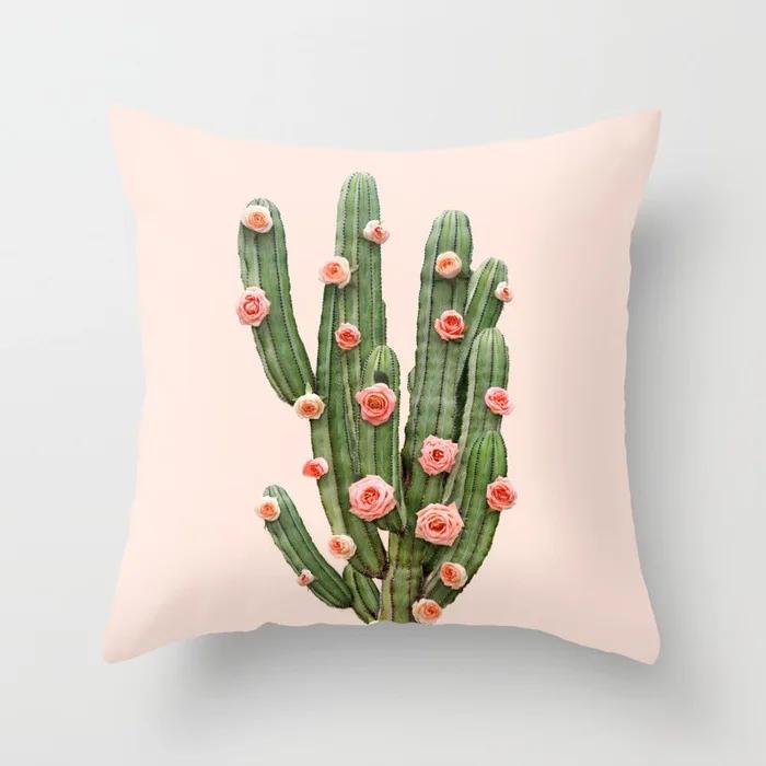 Nordic Style Tropical Plant Cactus Pattern Cushion Cover Sofa Car Office Pillowcase Home Decor