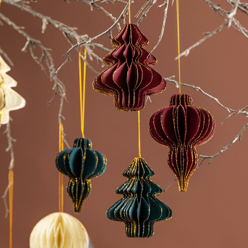 1PC Lantern Elegant Ornament Festive Paper Durable Ornament Classic Christmas Tree Romantic Honeycomb Delicate
