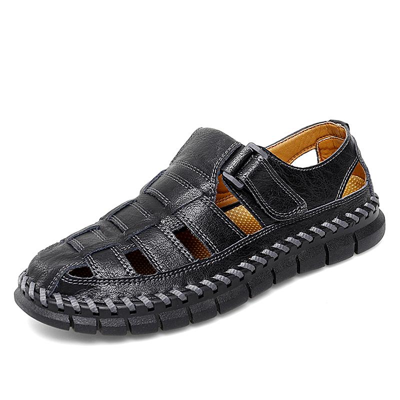 Classic Summer Men's Sandals Leather Outdoor Summer Handmade Men Slippers Brand Beach Breathable New Men Sneakers Casual Shoes