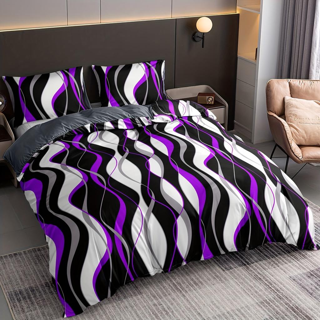 Colorful Line Print Beding Set Soft Comfortable Breathable Soft with Soft Fabric Duvet Cover For Bedrom Guest Rom