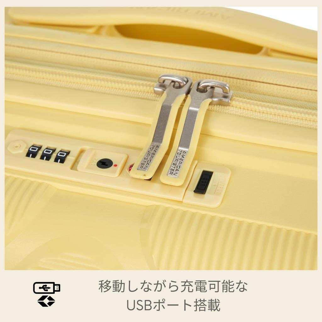 American Tourister Instagon Spinner 55/20 Expandable Suitcase, TSA Compatible, Carry-on Compatible, 35/42L, 55cm, 2.8kg, Pastel Yellow