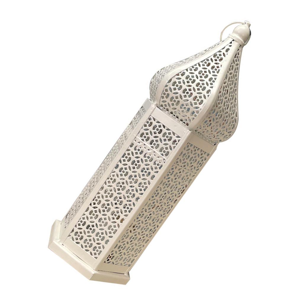 LED Wind Lamp Decorative Moroccan Style LED Iron Lantern with Hollow Pattern for Romantic Room Decoration