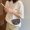Trendy Mini Half Moon Pu Crossbody Bag With Shiny Sequins For Stylish Women