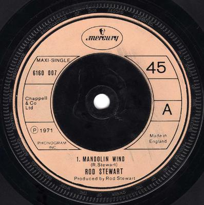 7-дюймовая пластинка ROD STEWART Mandolin Wind 6160007 Mercury 1977 UK Rock Б/у