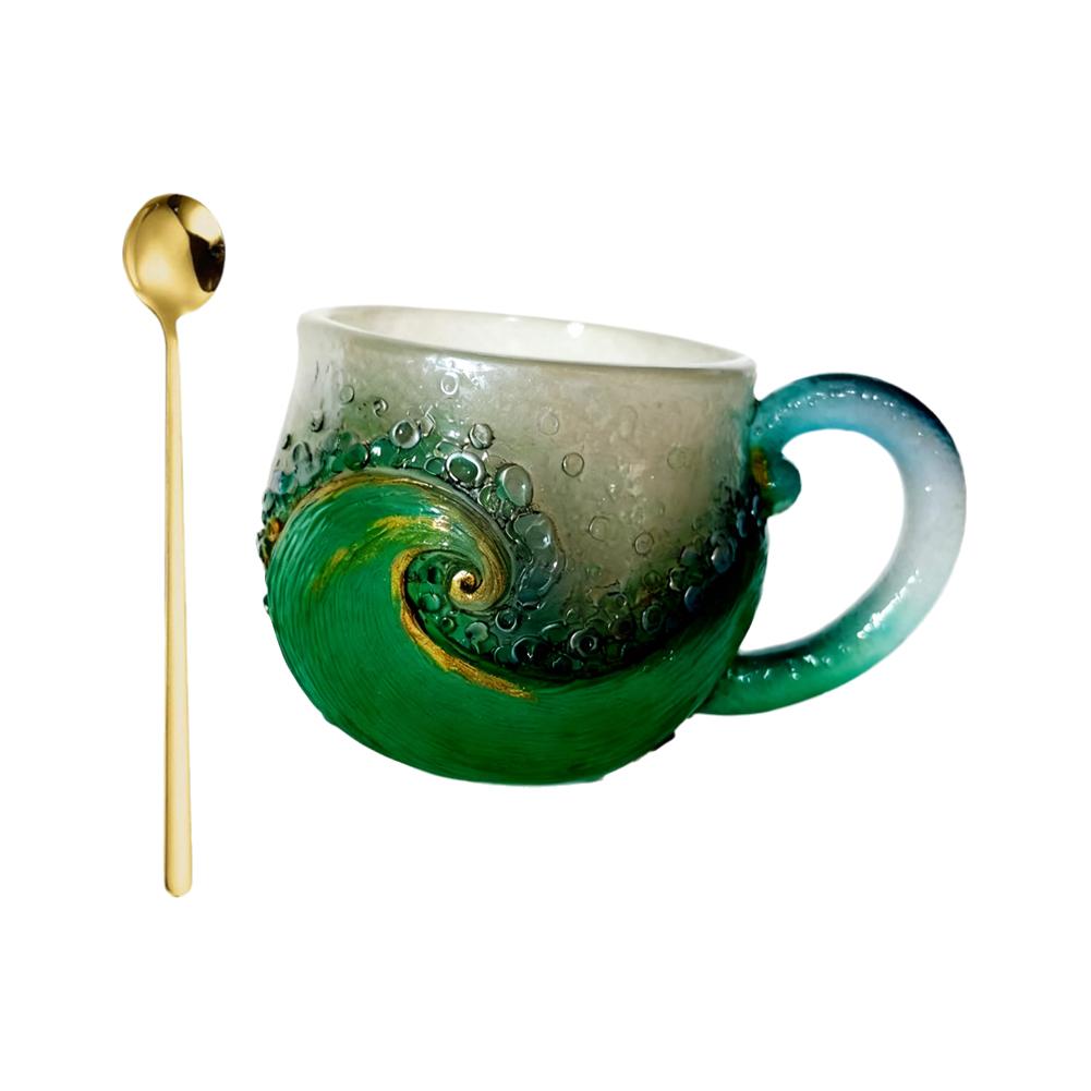 Beach Mug Sea Resin Wave Cup Wave Glass Unique Textured Beach Lovers Themed Mug Sea Theme Water Tea Cup Coffee Glass Mug