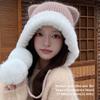 Thick Warm Plush Ear Flap Hat Polyester Thick Cold Proof Hat Comfortable Winter Warm Hat  For Women