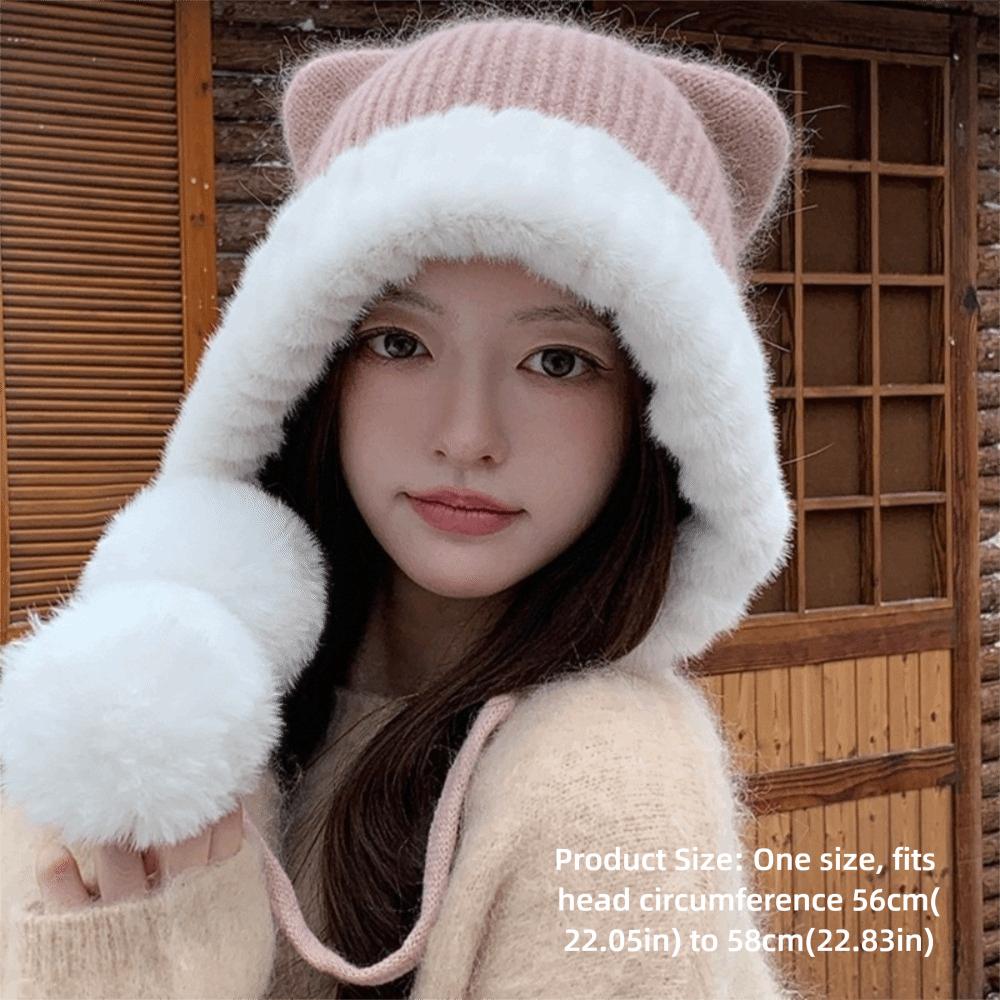 Thick Warm Plush Ear Flap Hat Polyester Thick Cold Proof Hat Comfortable Winter Warm Hat For Women