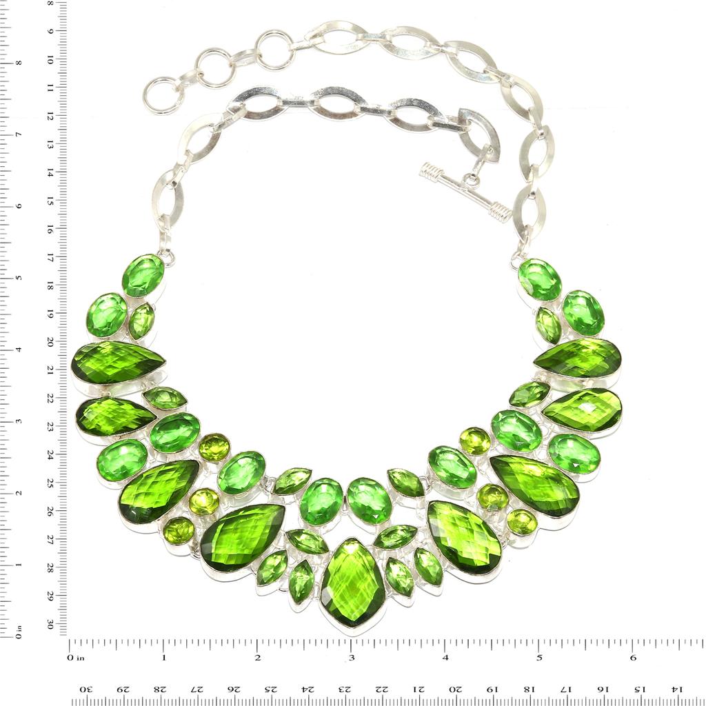 Peridot Quartz Gemstone Ethnic Style Jewelry Necklace 16-18''