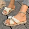 Мода 2025 Лето Новые Женские Туфли-Шлепанцы с Круглым Носком и Низким Каблуком, с Бантом, Широкая Посадка, Уличные, Большие Размеры, Повседневные, Классические Сандалии, Zapatos