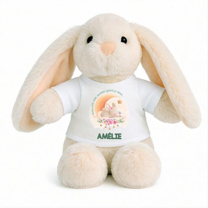Planetee Peluche Lapin Bébé Doudou Amelie Adorable Quand Je Dors Cadeau Naissance Fille Nouveau-Né Baby Shower