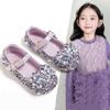 Туфли с кристаллами для девочек 2025 новые детские туфли принцессы весна и осень женские сокровище мягкая подошва маленькие кожаные туфли стразы фиолетовые весна