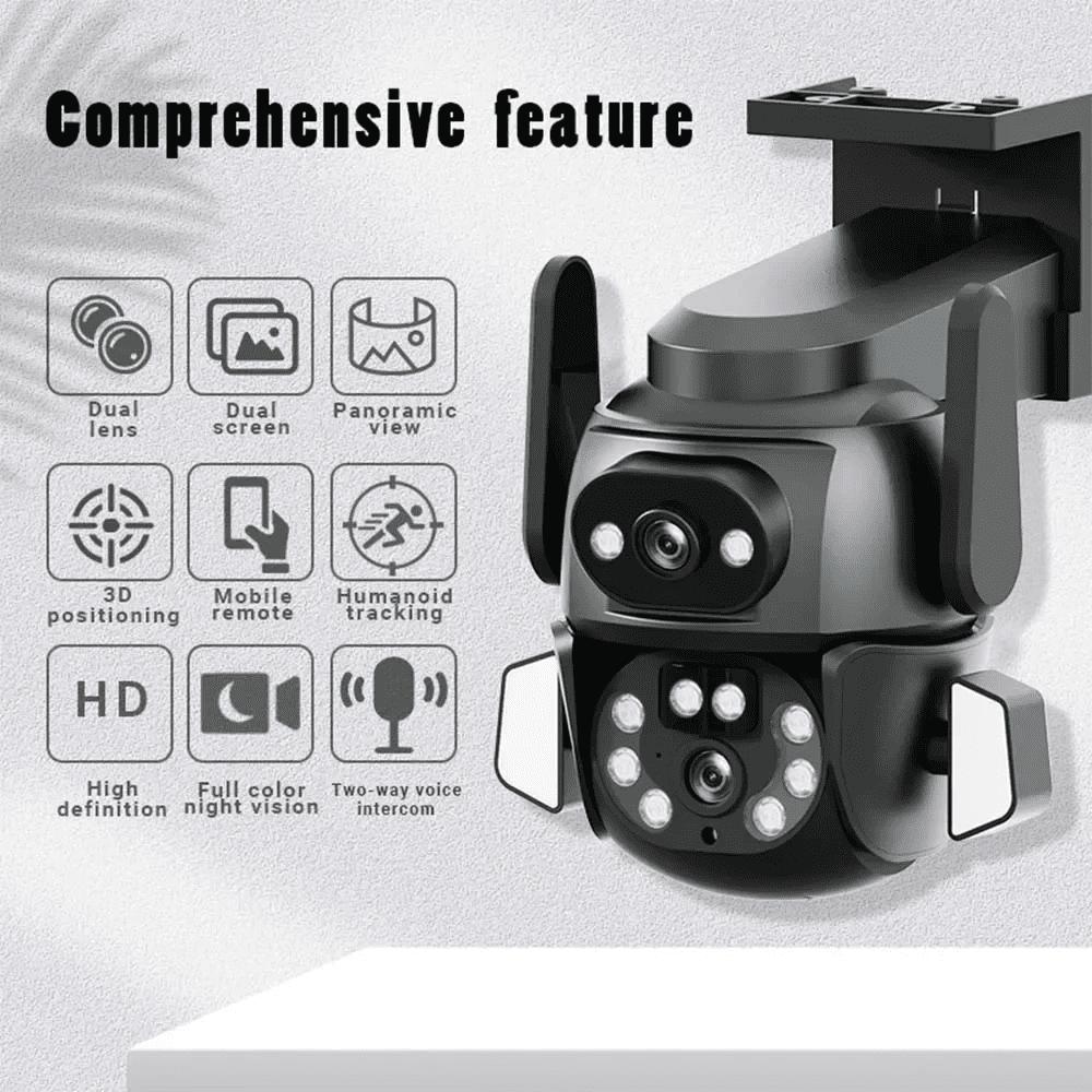 2025 Новая камера WIFI PTZ 4K 8MP с двумя экранами, бинокулярная камера с искусственным интеллектом, автоматическое отслеживание, безопасность видеонаблюдения, интеллектуальное ночное видение, мониторинг на открытом воздухе
