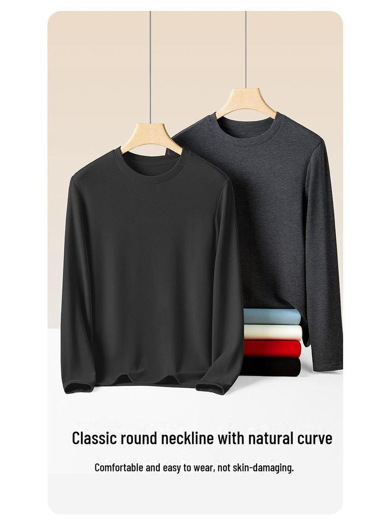 Мужское термобелье больших размеров из двухстороннего флиса с круглым вырезом, утолщенный нижний костюм на осень/зиму