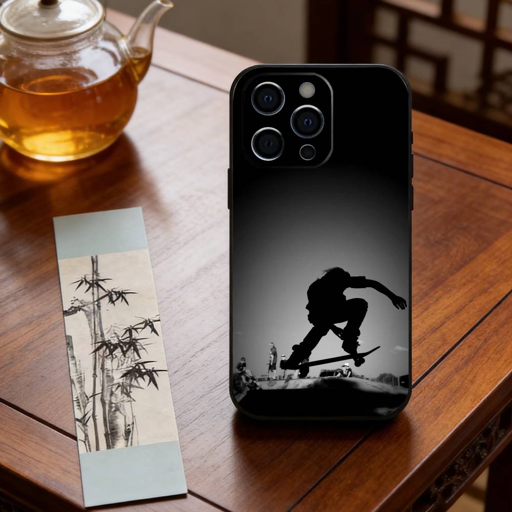 Cool Skateboard Phone Case For iPhone 17, 16,15,14,13,12,11 Plus,Pro Max, Others Soft Black Cover