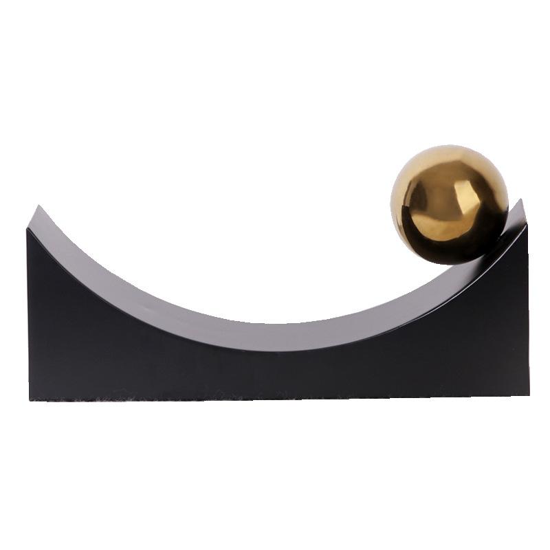 Геометрические дуги и сферические украшения Черная основа Сплав Золотое сферическое украшение Аксессуары Современное искусство Эстетическое украшение