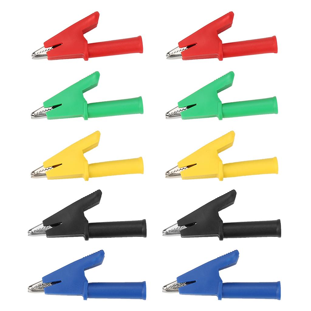 10pcs Set P2002 20A 5 Colors 4mm Banana Jack Crocodile Safety Test Clip For Multimeter 380V