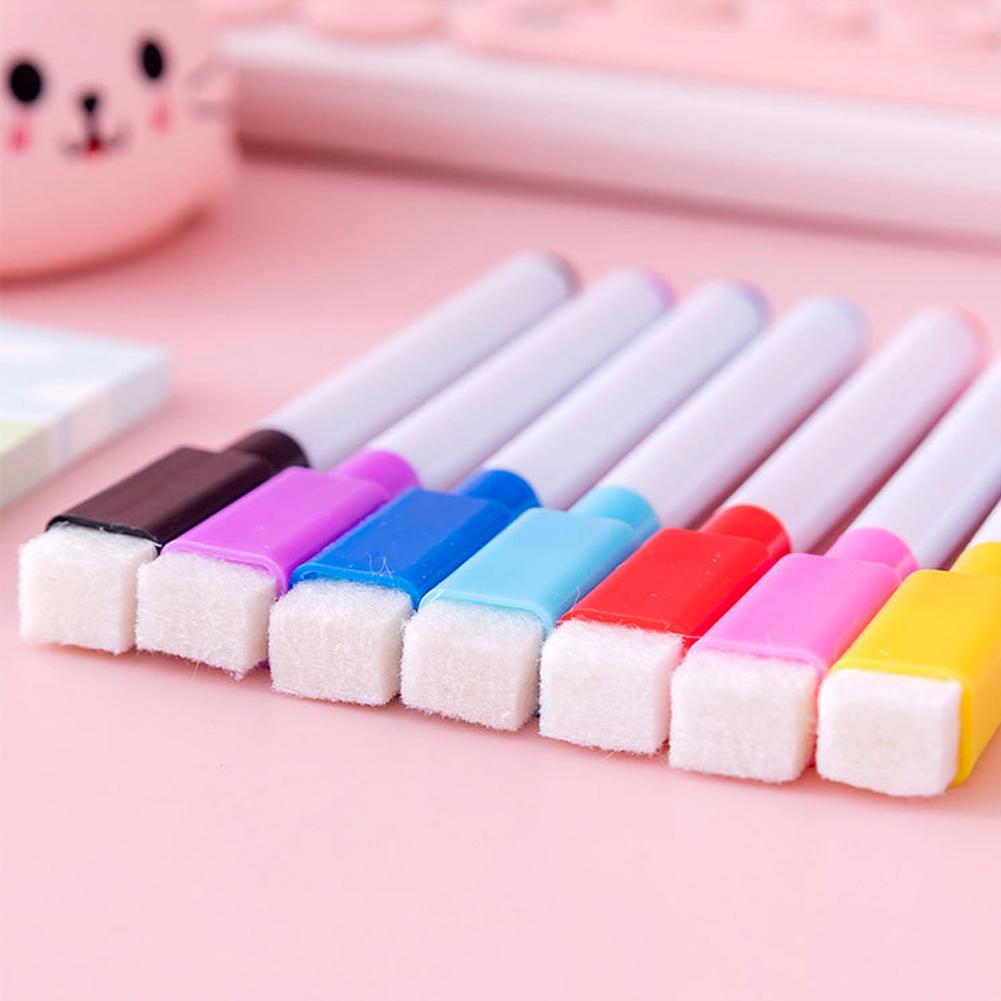 8pcs Light Board Pen with Erasable Brush Markers Pen Kindergarten School Office Supplies