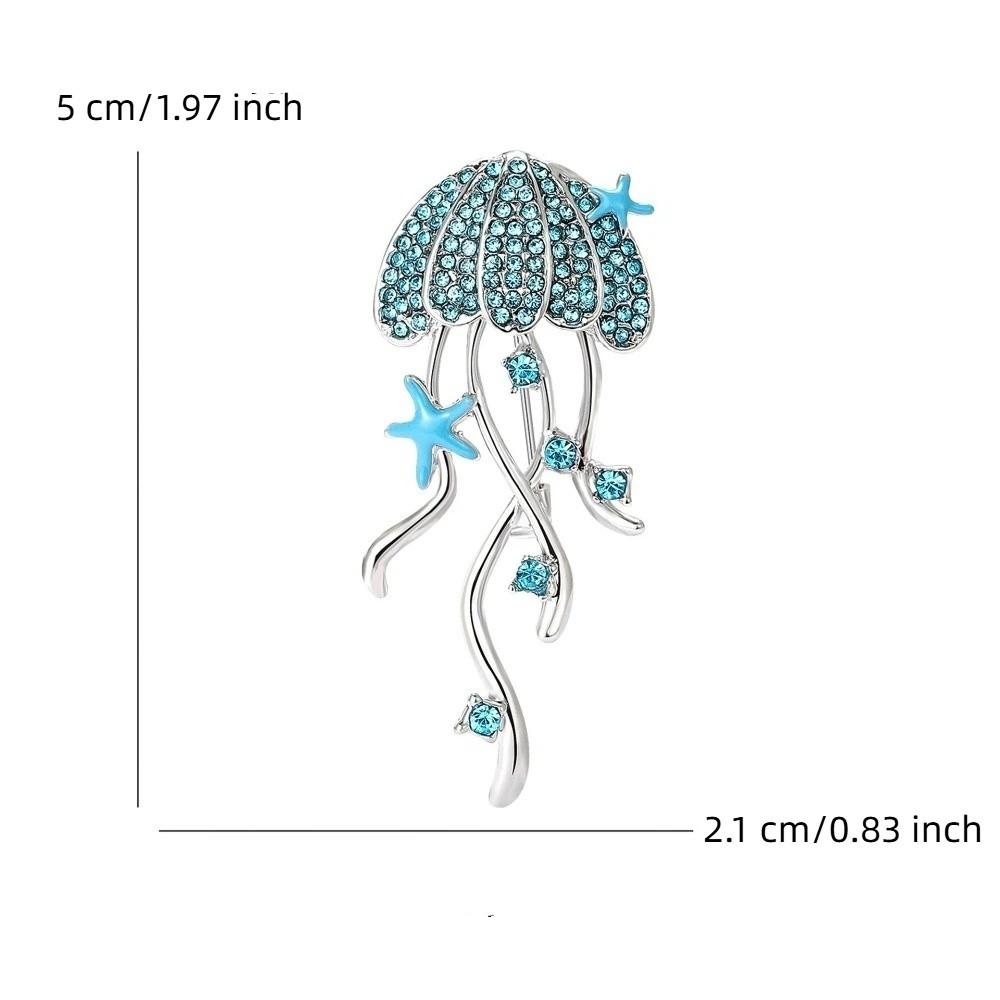 Sparkling Rhinestone Breast Pin Zinc Zinc Alloy Sea Life Pins New Jellyfish Brooches Women