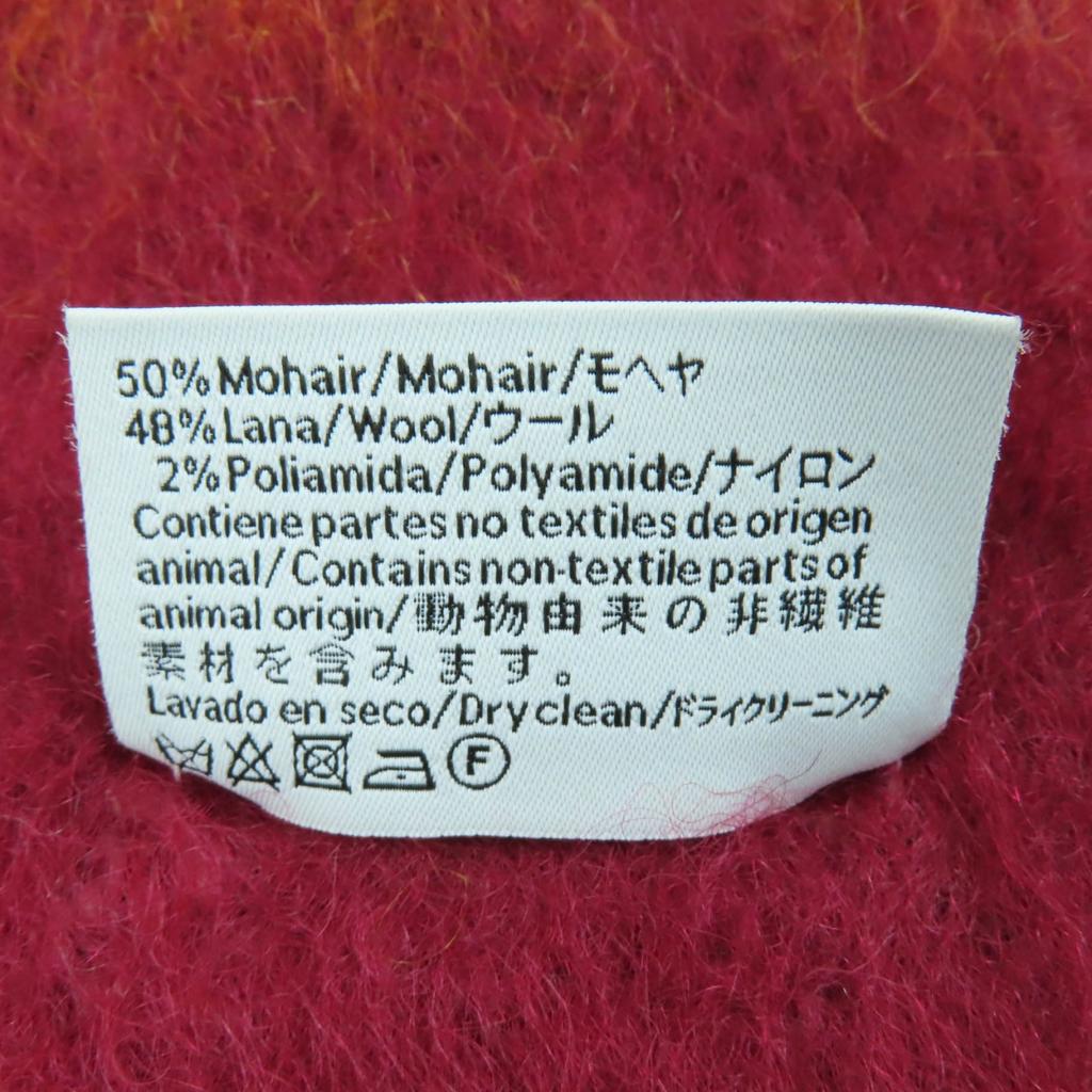 Превосходный шарф LOEWE Монограммная кожаная нашивка и бахрома многоцветный мохер Женский Б/У