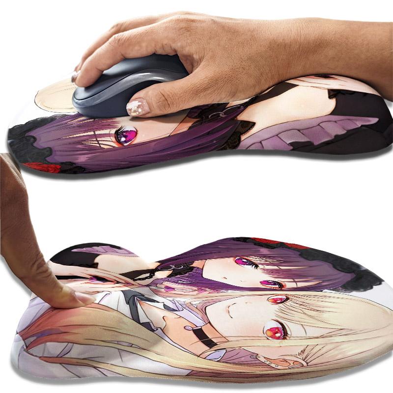 Japanese Anime marin Two lovely girls Oppai 3D Silicone Wrist Rest Mouse Pad Kawaii boob Desk Pad Suitable for Gaming Ergonomic