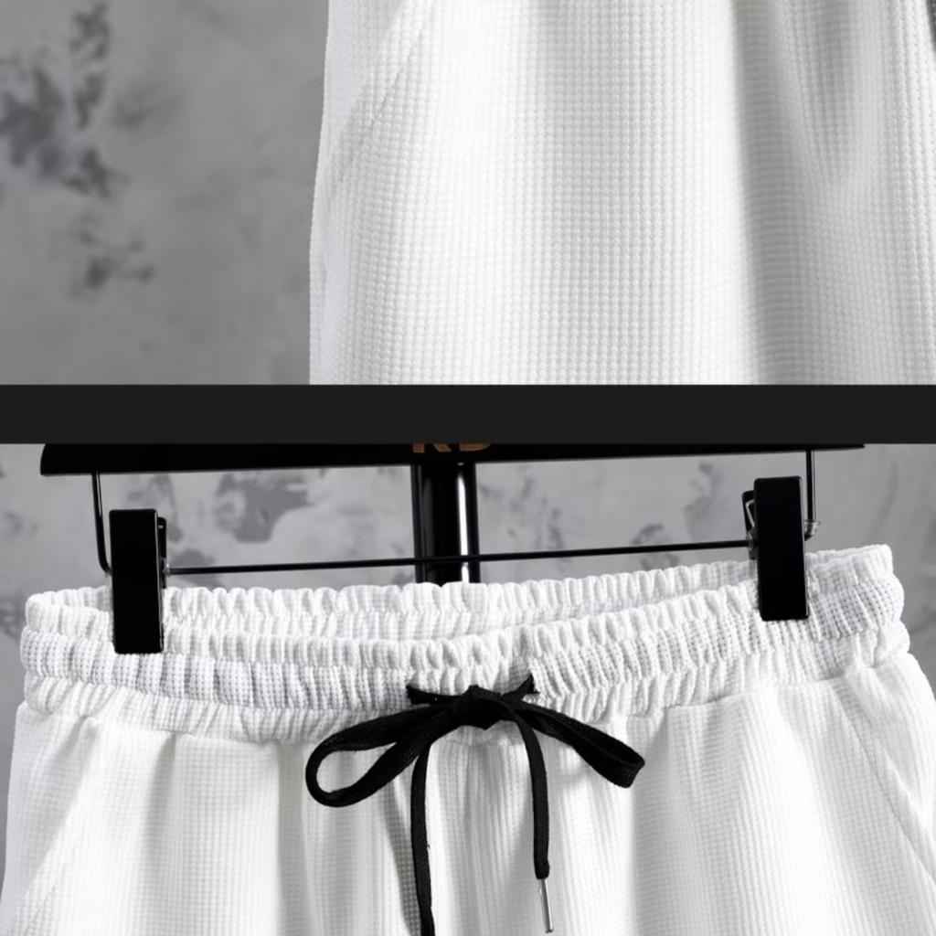 Летний мужской спортивный комплект из двух предметов, повседневная футболка и мужской спортивный костюм с цветными блоками, модный спортивный костюм с коротким рукавом