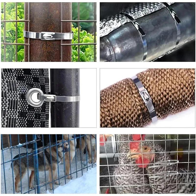 100Pcs Self Locking Stainless Steel Cable Ties 4.6mm Width Heavy Duty Metal Zip Ties for Exhaust Pipe Vehicle Mechanical Fixing