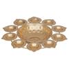 Golden Metal Handcrafted Flower Decorative Urli With 10 Diya, Diwali Gift