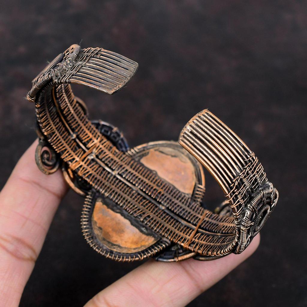 Ruby In Blue Kyanite Bangle Copper Wire Wrapped Cuff Bracelet Handmade Gemstone Jewelry Adjustable Cuff Bracelet Flower Jewelry Gift For Him