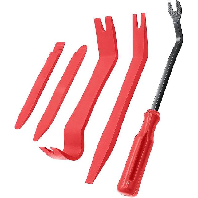 5 Pcs Car Trim Removal Tool Kit Upholstery Tools, Auto Clip Removal Pry Tool For Door Dash Dashboard Panel Fastener Remover, Push Pin Puller Body