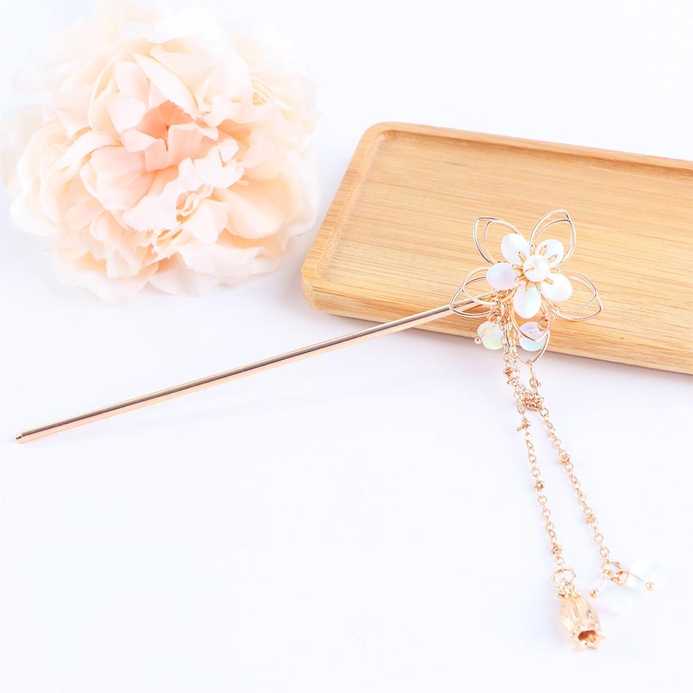 Chinese For Women Handwork Long Tassel Flower Hairpin Hanfu Hair Stick Hair Accessories Zinc Zinc Alloy