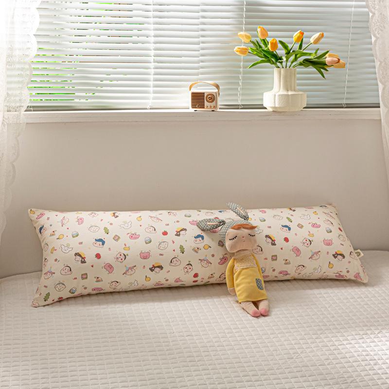 Двухслойная хлопковая марлевая длинная подушка для тела - Удобная боковая подушка, обнимающая ноги