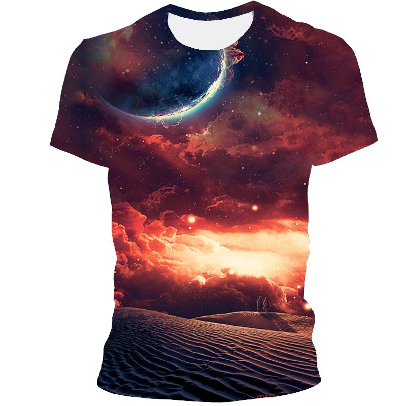 Vast Starry Sky Universe Graphic T Shirts For Men Summer Fashion 3D Space Planet Pattern T-shirt Personality Cool Style T-shirts