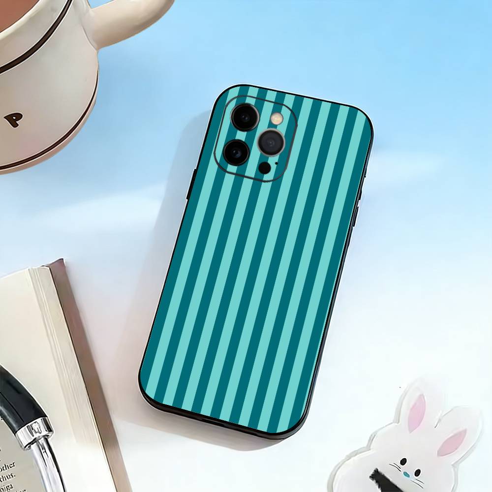 M-Multicolor Stripes  Phone Case For iPhone 17,16,15,14,13,12,11 Plus,Pro Max,XS,Soft Silicone Black Cover