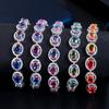 WWJ Mystic Rainbow Colorful Oval Cubic Zirconia Tennis Bracelets
