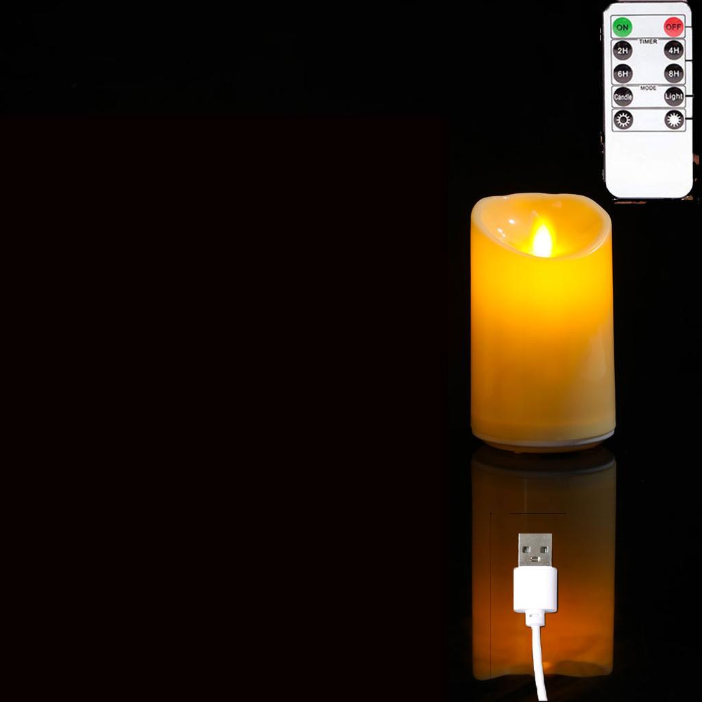 1/3 Pieces Flameless USB Moving Wick Candles With Remote,Rechargeable Plastic Wedding Dancing Flame Decorative Candles