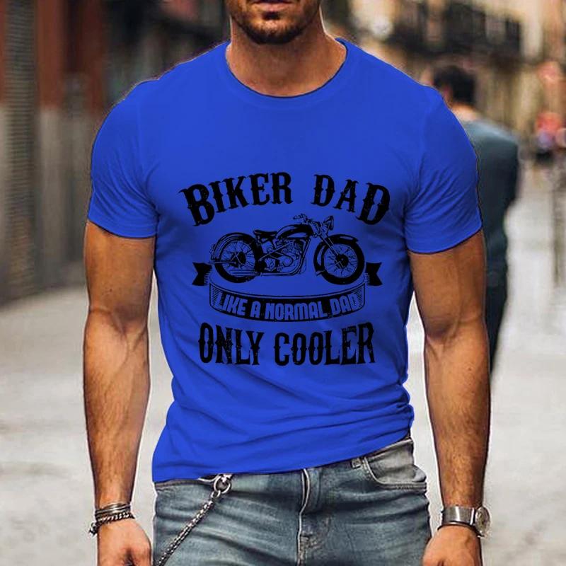 Футболка с графическим принтом Biker Dad Only Cooler для мужчин, летняя черная футболка с коротким рукавом в винтажном стиле, забавная модная футболка ко Дню отца для мужчин