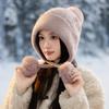 Premium Hairball Knitted Hat Winter Hat Women's Plush Versatile Wool Hat Rabbit Hair Ear Protector Warm Hat