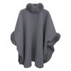 Женское зимнее пальто-накидка с рукавами «летучая мышь» Толстая шаль Свободный воротник-стойка Однотонный декор из искусственного меха Теплая повседневная одежда для работы и отдыха на открытом воздухе Пончо