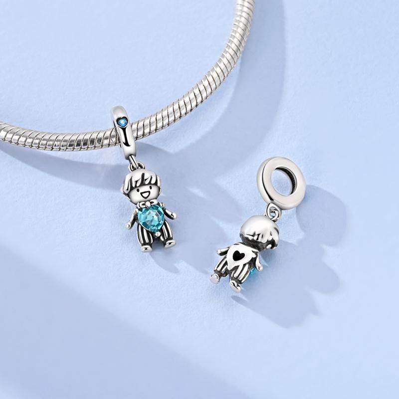 925 Sterling Silver Purple Heart Moon Planet Charm Pendant Beads Fit Charms Silver Original Bracelet for Women Jewelry 1