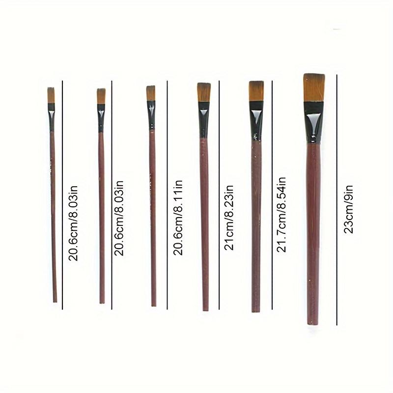 6pcs Synthetic Flat Paint Brushes Set, Nylon Bristles with Rivet Handle for Acrylic, Oil, Watercolor Painting Artist Supplies
