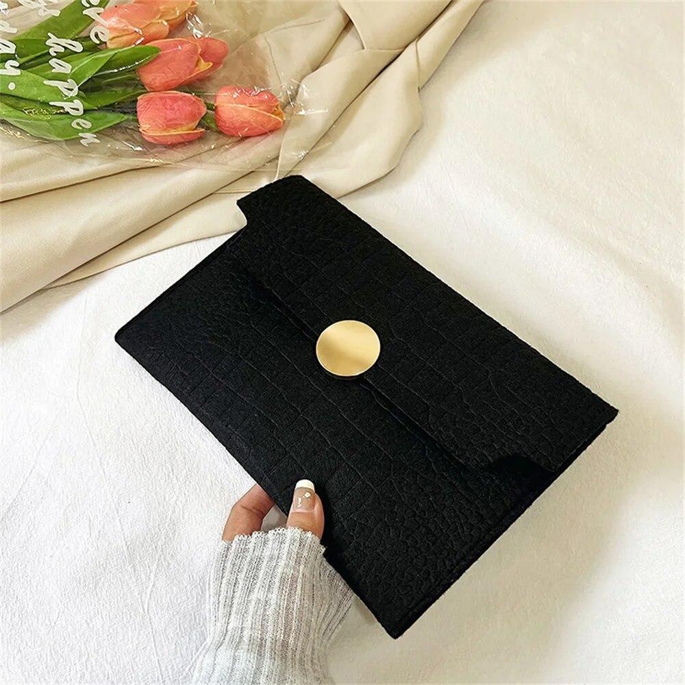 Casual Ladies Clutch Bag New Minimalism Handheld Envelope Bags Felt Indentation Handbag Solid Color Business Women's Bag