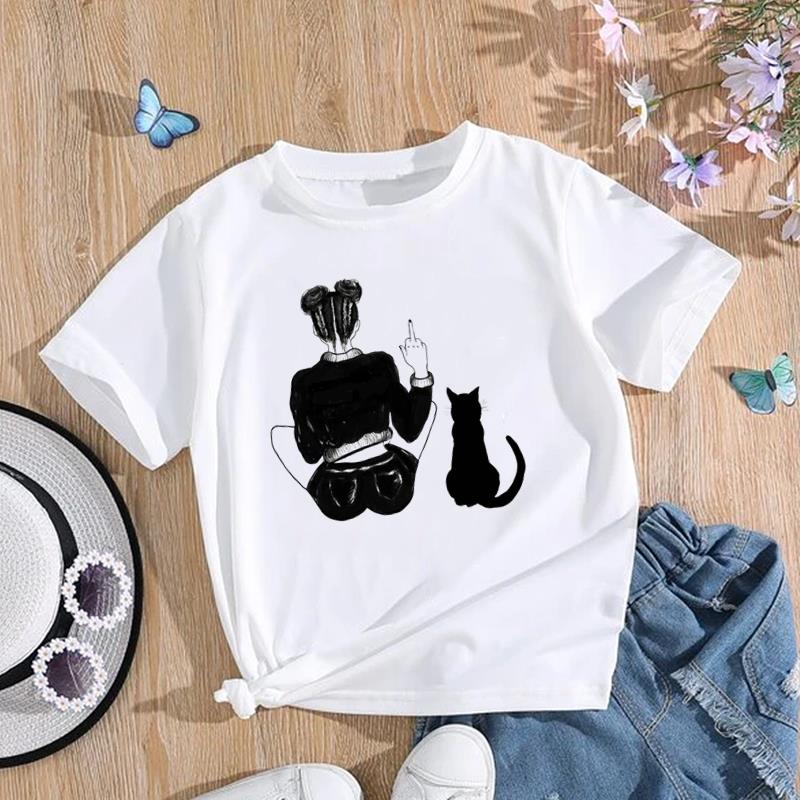 (Asian Size) T Shirt Women Cat Sweet Pet Trend Animal Sweet Print Tee Top Fashion Female Clothing Short Sleeve Graphic T-shirts