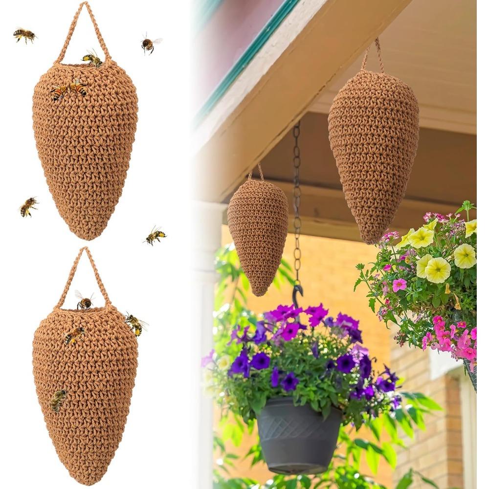 Crochet Wasp Nest Decoy Wasp Deterrent Decoy Faux Hornets Nest Repellent Hanging Wasp Nest Decoy for Housewarming Gift