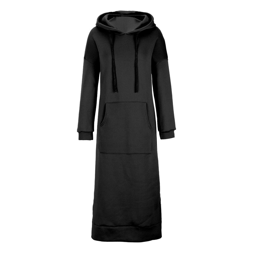 Женское повседневное свободное платье-толстовка с длинным рукавом и карманом