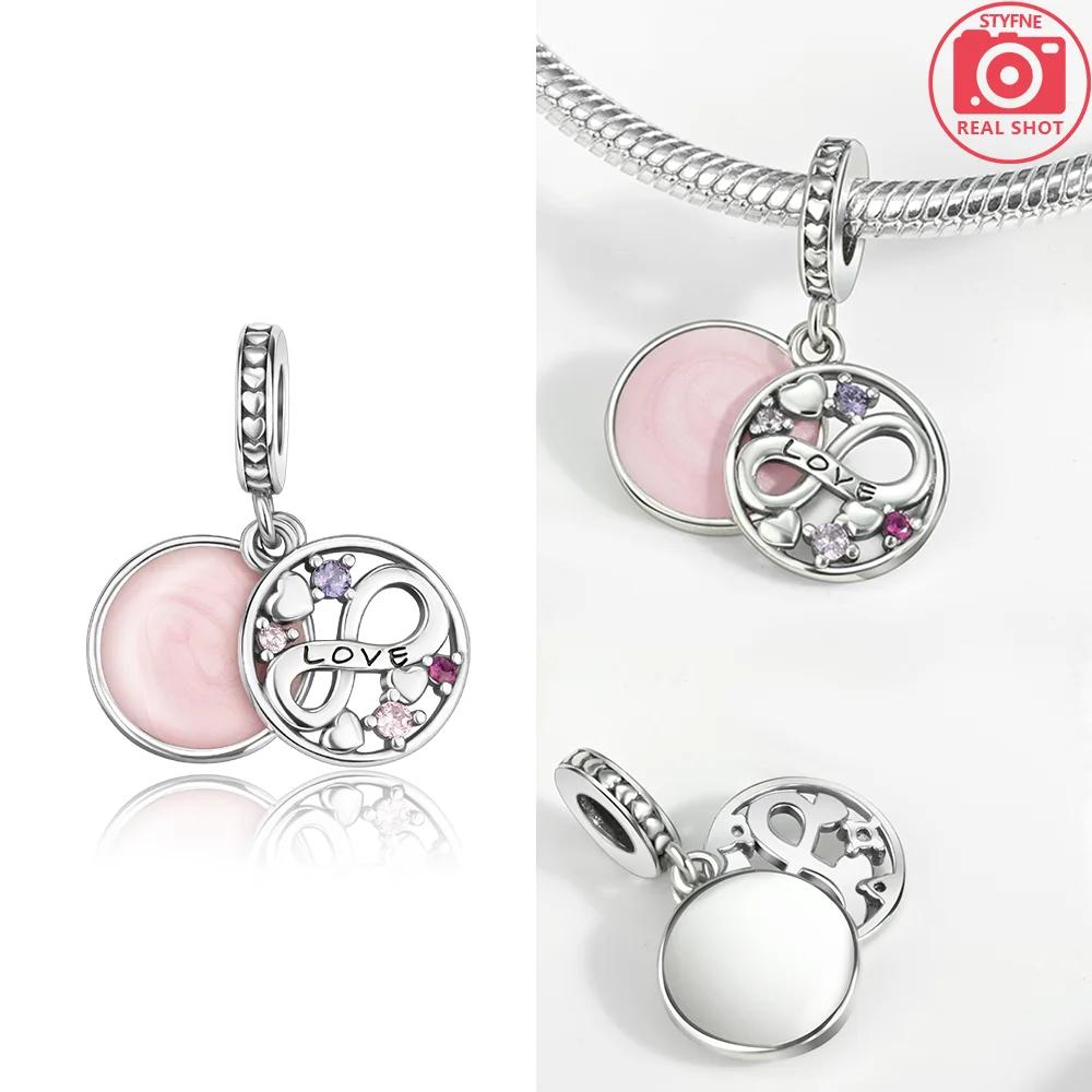 Классическая Бесконечная Любовь Розовое Сердце Корона Оригинальные Медные Шармы Бусины Подходят для Браслета Женские Украшения Сделай Сам Подарок Аксессуар для Изготовления