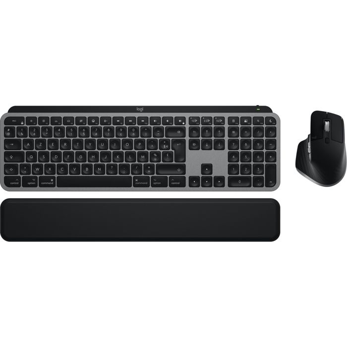 Ensemble clavier sans fil Azerty + souris sans fil rechargeable Logitech MX Keys S Combo pour Mac Gris sidéral
