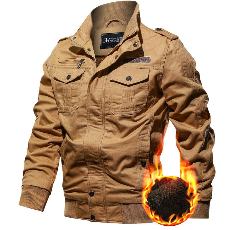 Зимняя куртка Plus Velvet Plus Plus Plus размера Workwear с несколькими карманами для повседневной мужской куртки